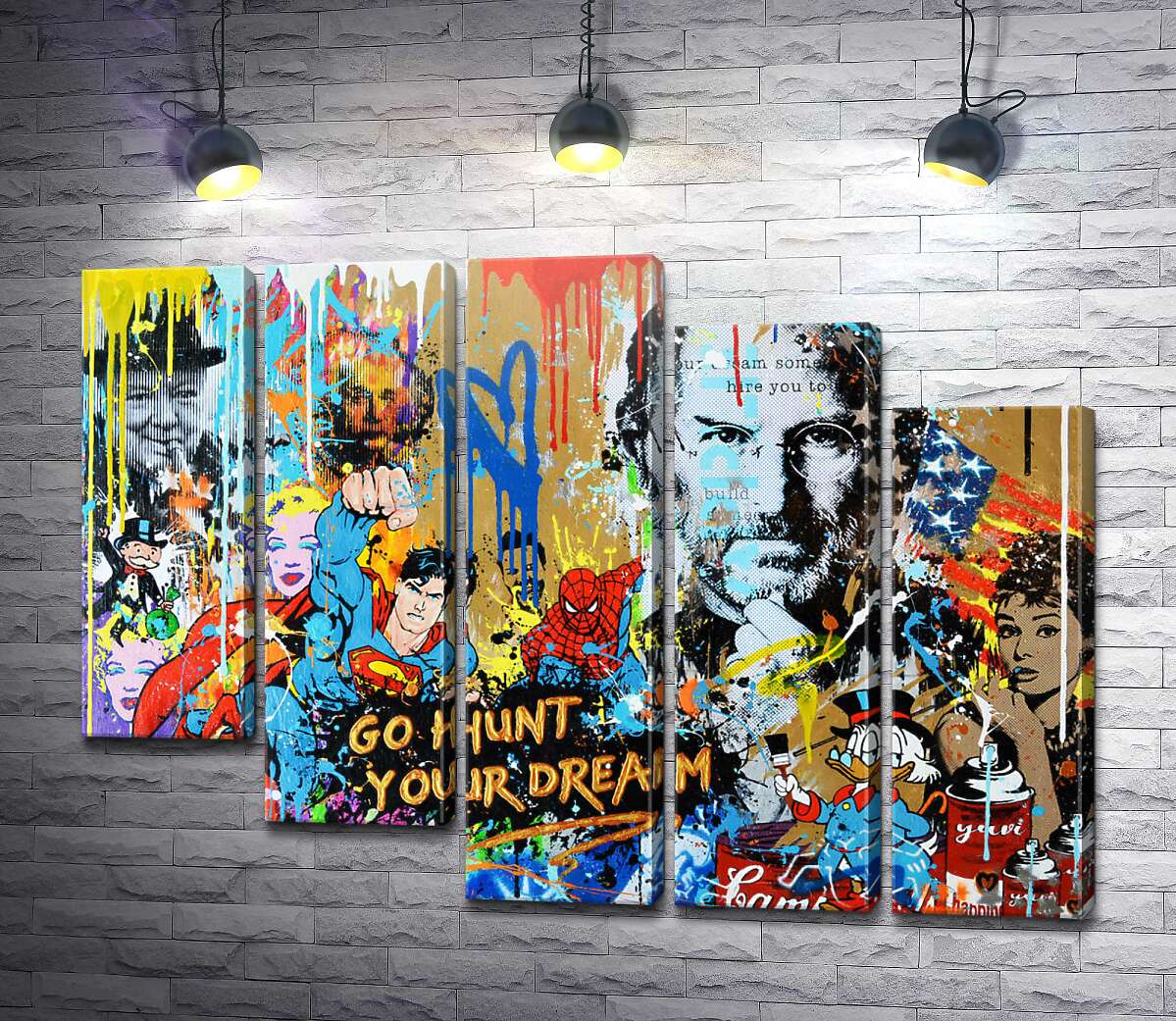 модульна картина Арт графіті з Джобсом - Go hunt your dream (Модуль №28)