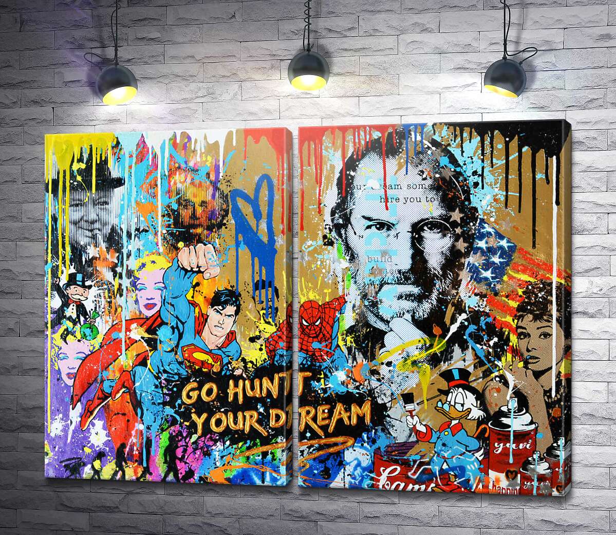 модульная картина Арт граффити с Джобсом - Go hunt your dream