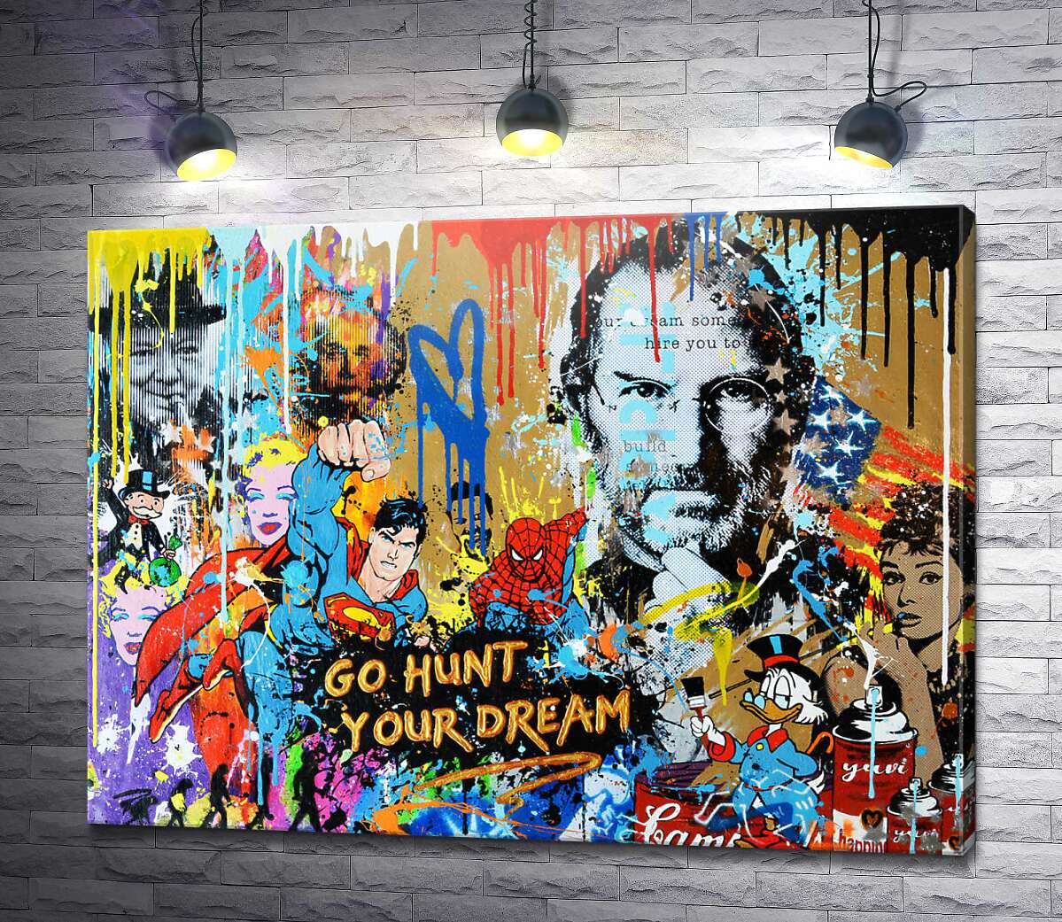 картина Арт граффити с Джобсом - Go hunt your dream