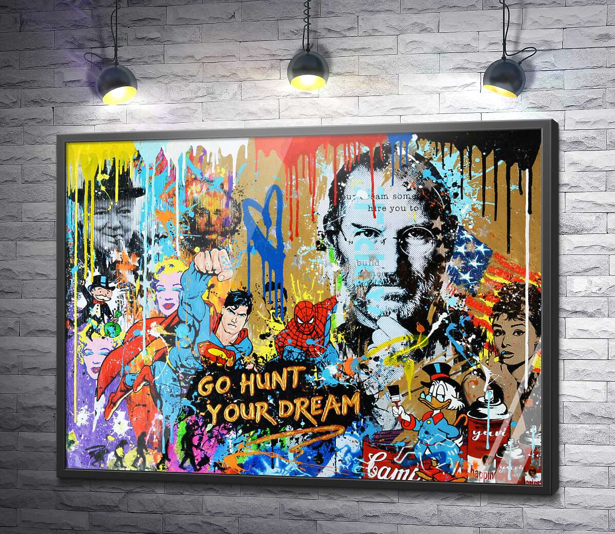 постер Арт графіті з Джобсом - Go hunt your dream