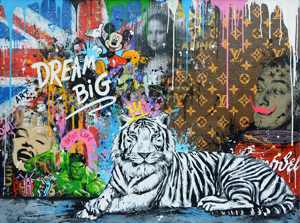 картина-постер Арт граффити с тигром - Dream Big