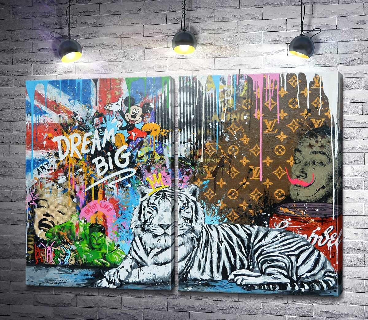 модульная картина Арт граффити с тигром - Dream Big