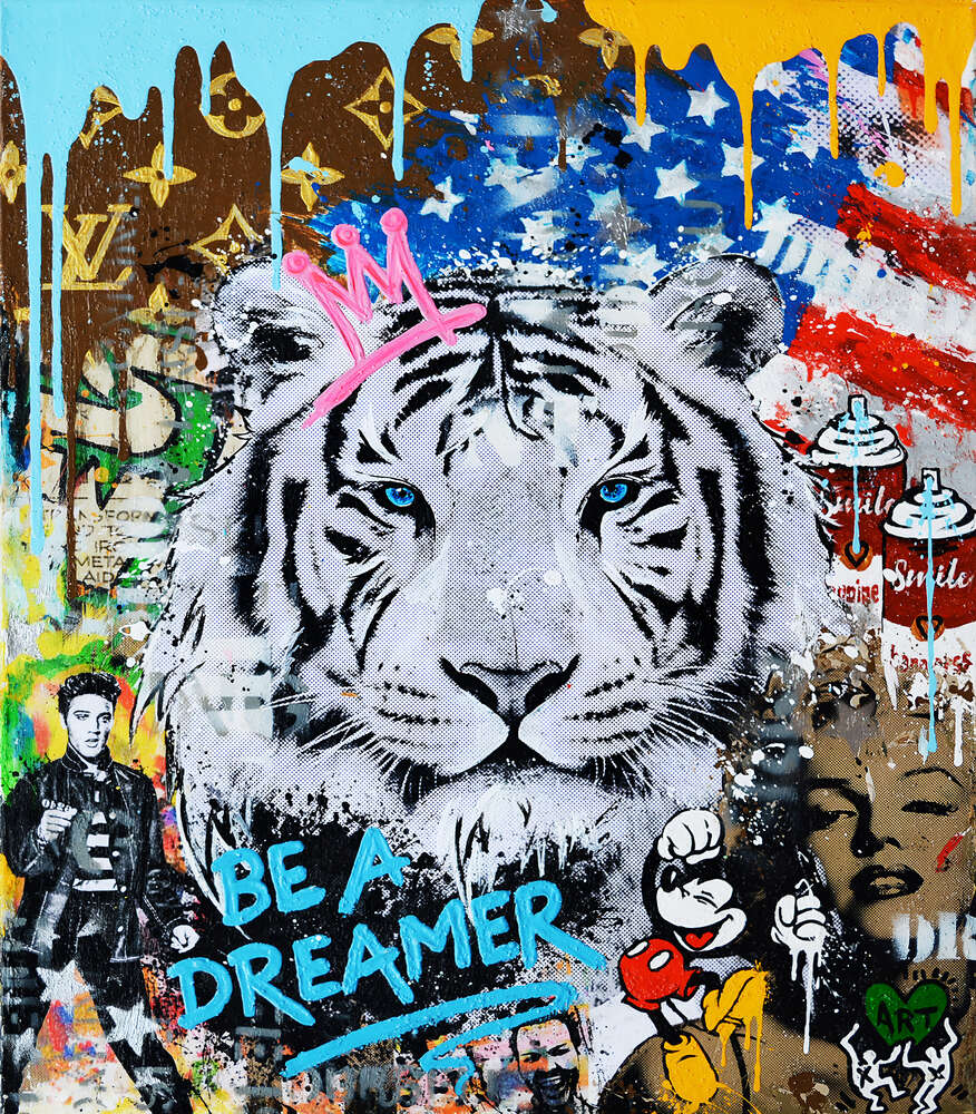 картина-постер Арт граффити с тигром - Be a dreamer