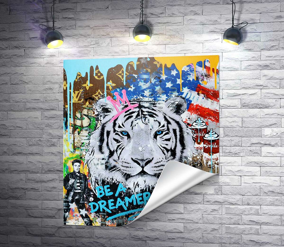 печать Арт граффити с тигром - Be a dreamer