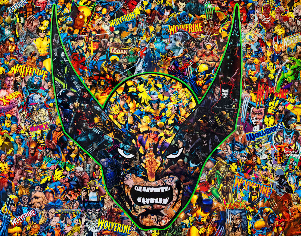 картина-постер Арт колаж коміксів у стилі Росомахи з Людей Ікс
