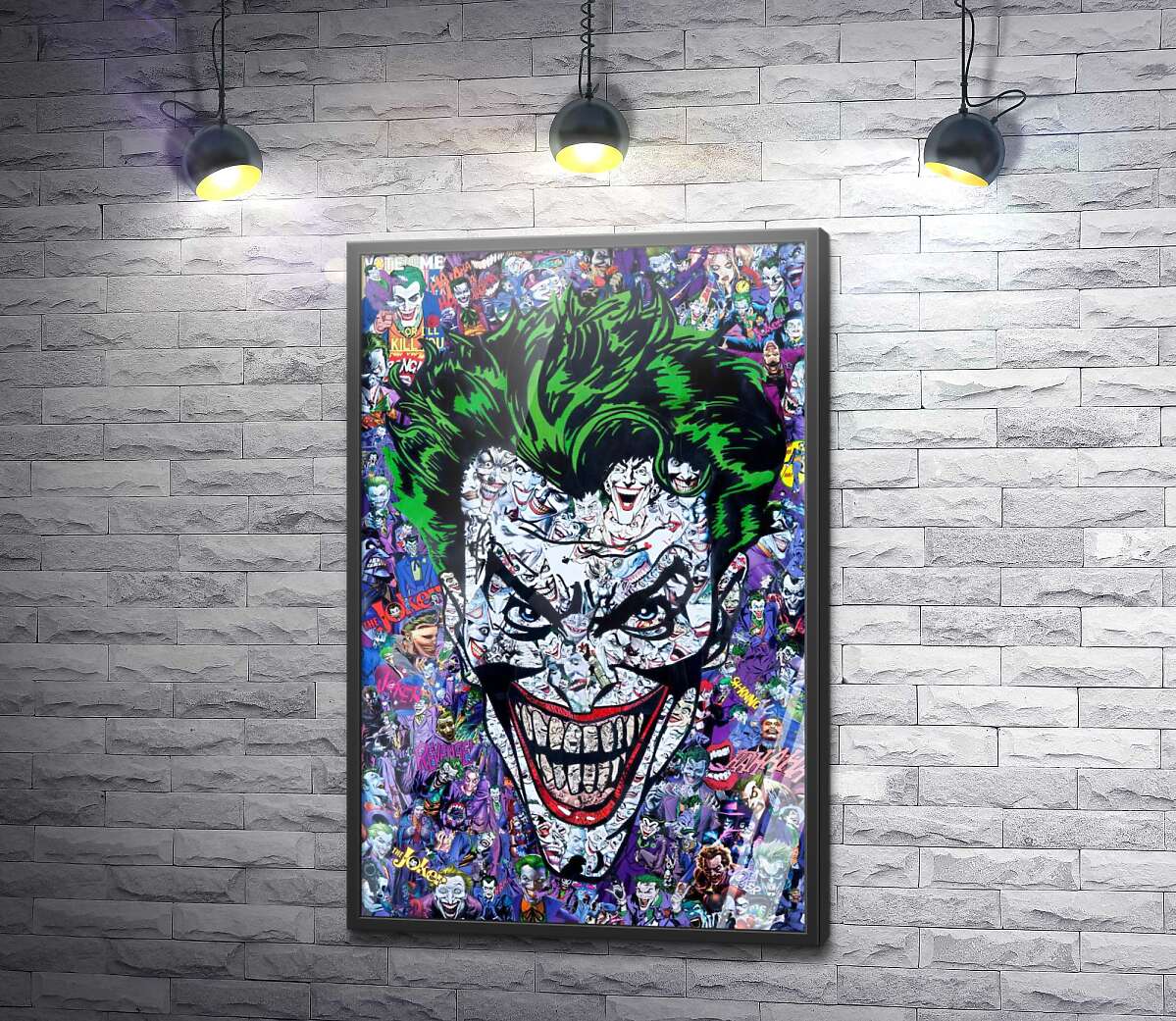 постер Арт коллаж комиксов в стиле Джокера