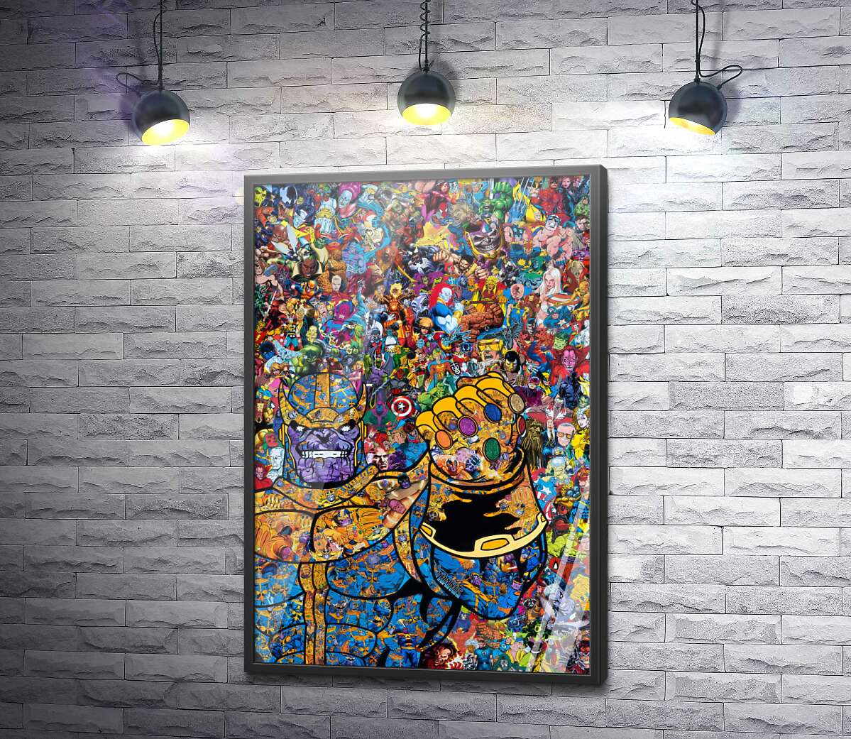 постер Арт колаж коміксів у стилі Таноса з Марвел