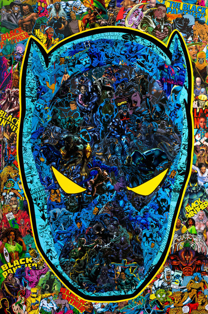 картина-постер Арт коллаж комиксов в стиле Черной Пантеры