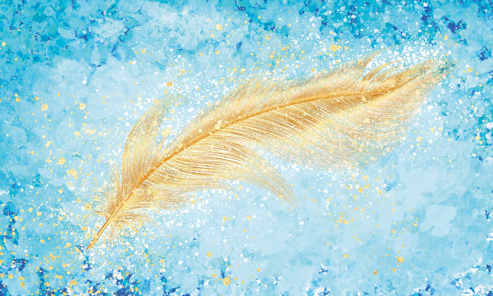картина-постер Ніжні тони бірюзової акварелі та золотого пера