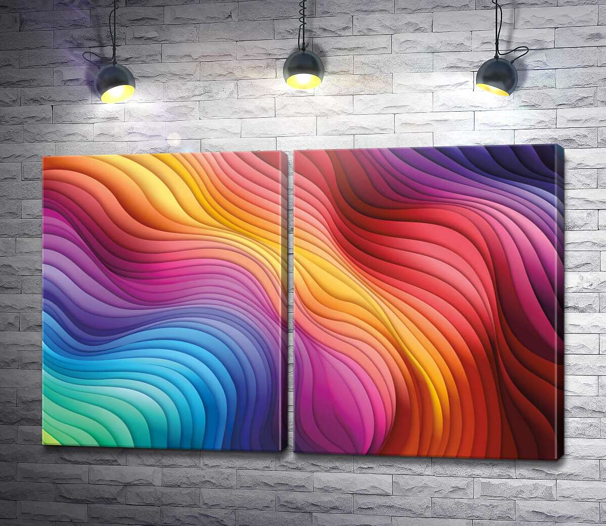 модульна картина Яскраві різнокольорові хвилясті лінії