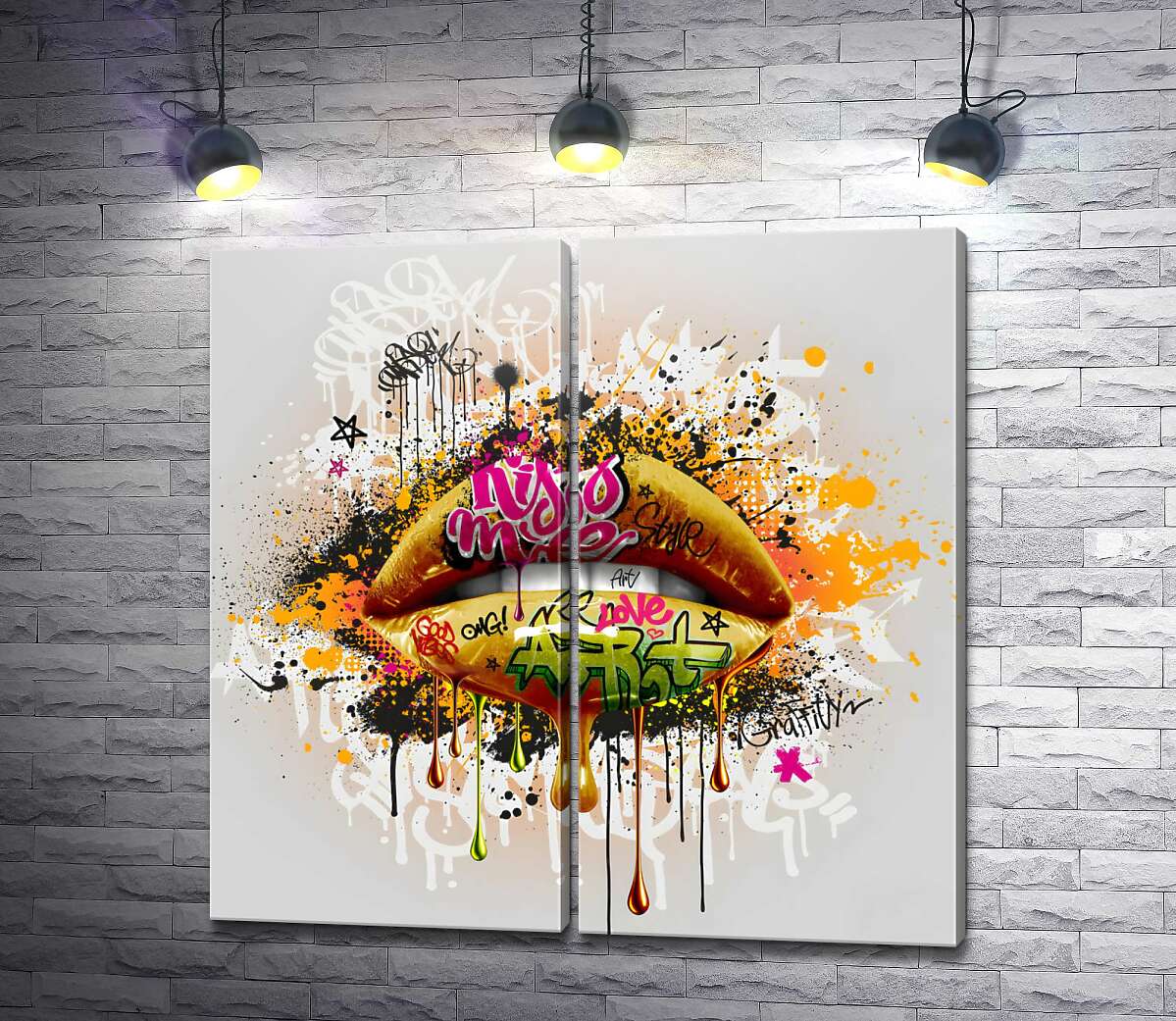 модульна картина Соковиті губи в оформленні арт-графіті