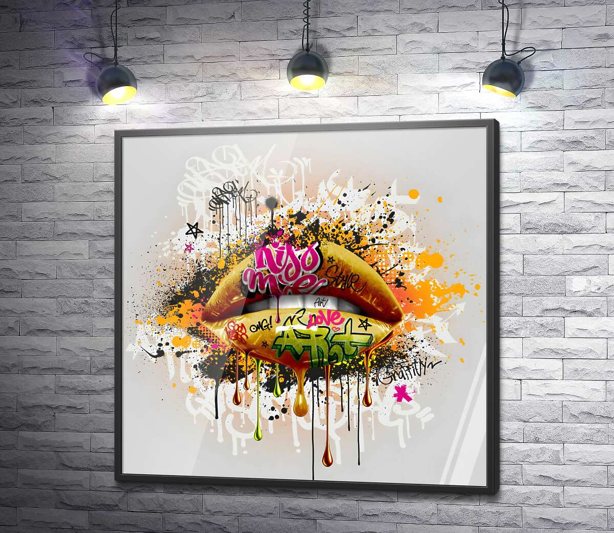 постер Сочные губы в оформлении арт-граффити