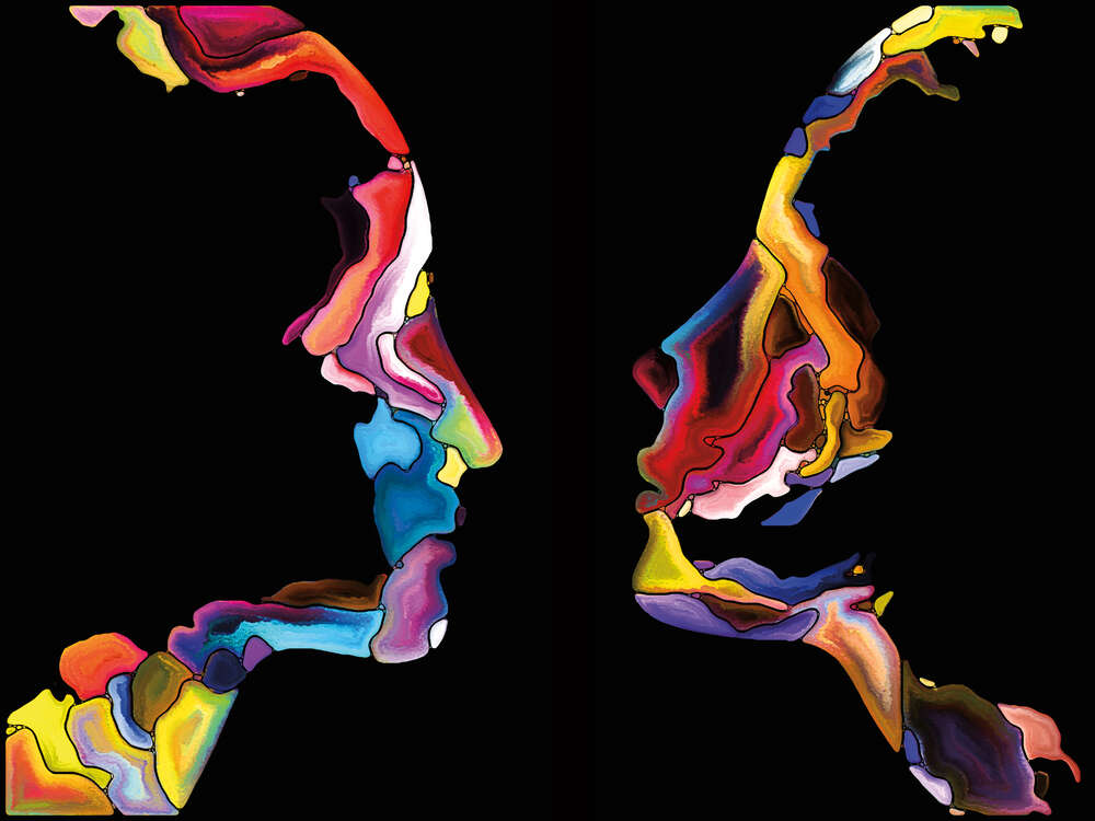 картина-постер Красочные абстрактные силуэты двух лиц