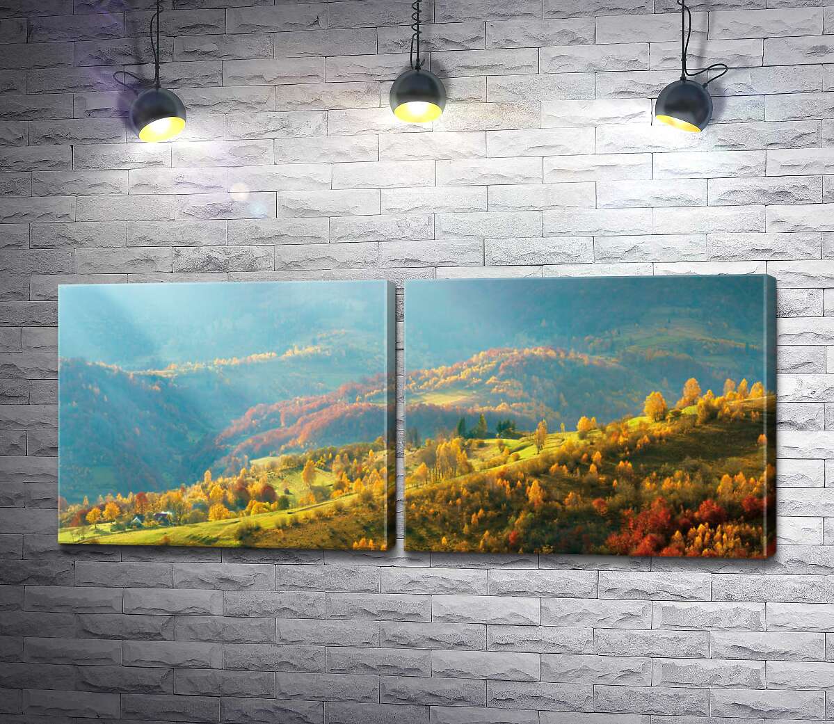 модульна картина Осінній краєвид гірського села