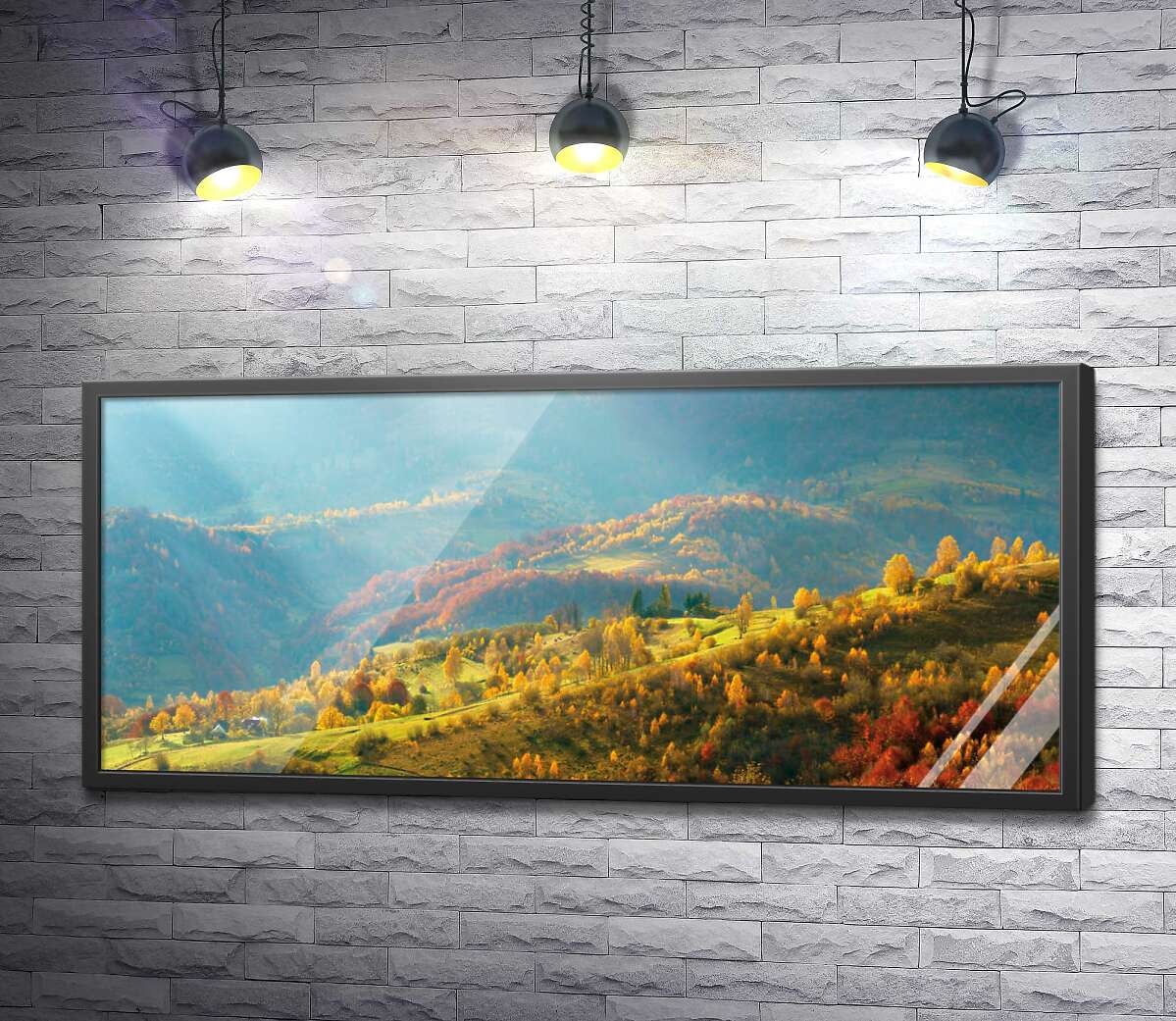 постер Осінній краєвид гірського села