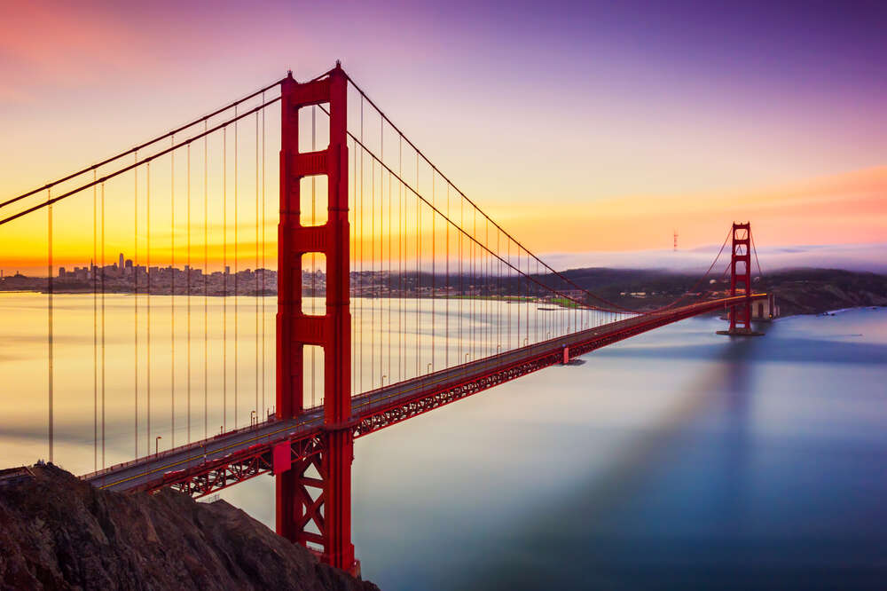 картина-постер Міст Голден Гейт (Сан-Франциско) на мальовничому заході сонця
