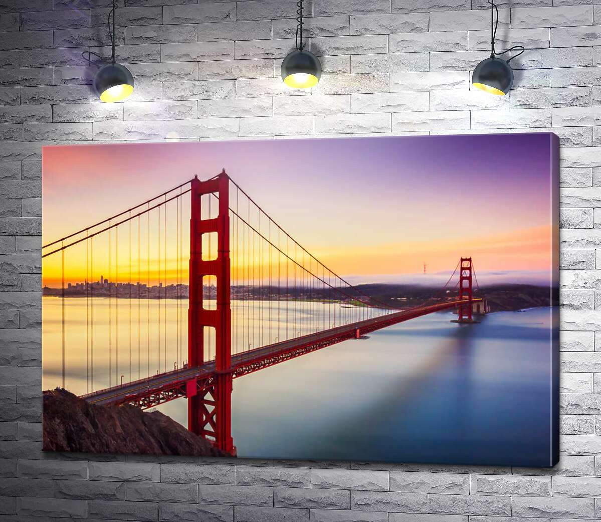 картина Мост Голден Гейт (Сан Франциско) на живописном закате