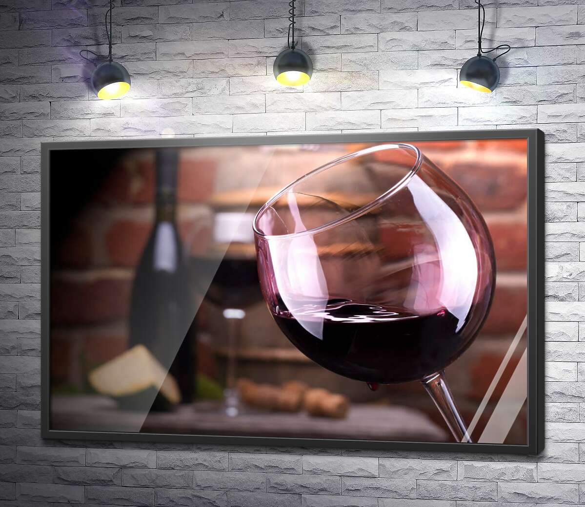 постер Келих з вином на тлі льоху