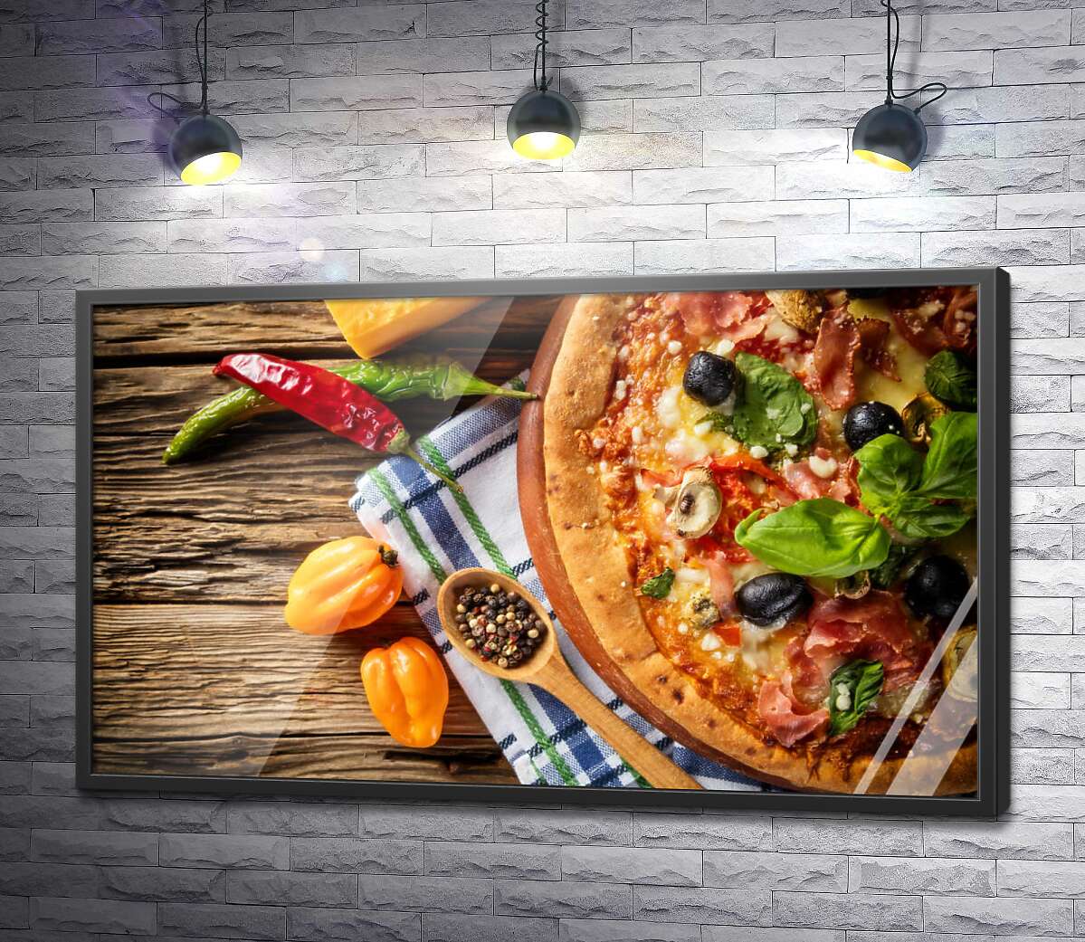 постер Піца з перцями на столі