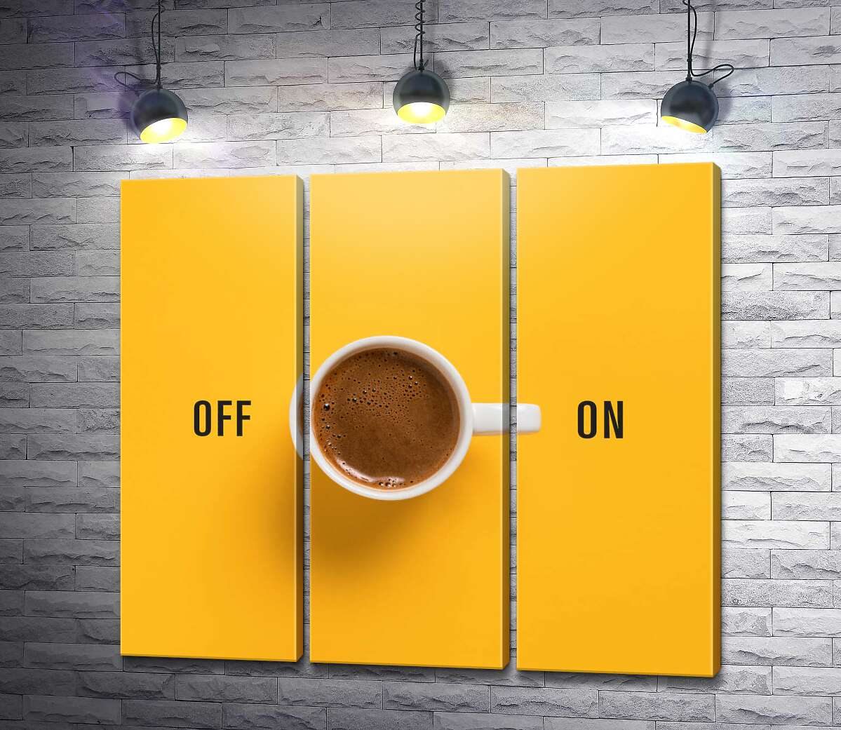 модульна картина Чашка кави та напис "On - Off" (Модуль №2)