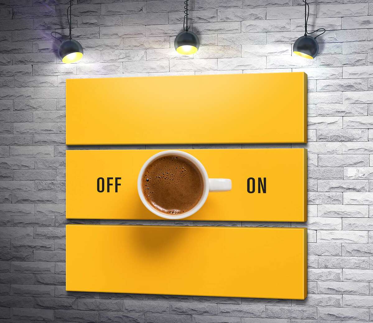 модульна картина Чашка кави та напис "On - Off" (Модуль №15)