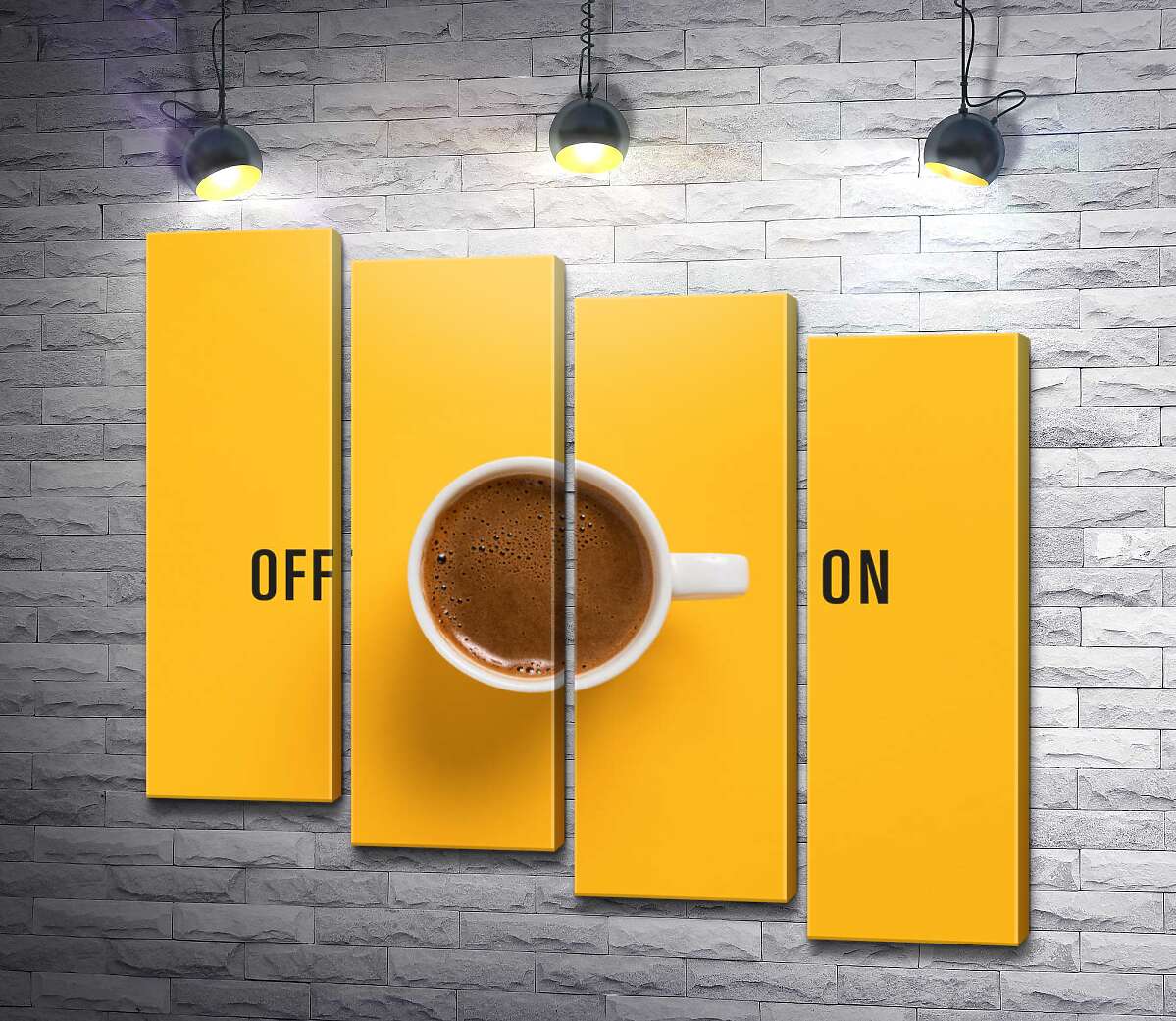модульная картина Чашка кофе и надпись "On - Off" (Модуль №19)