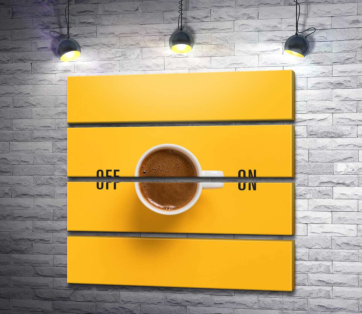 модульна картина Чашка кави та напис "On - Off" (Модуль №22)