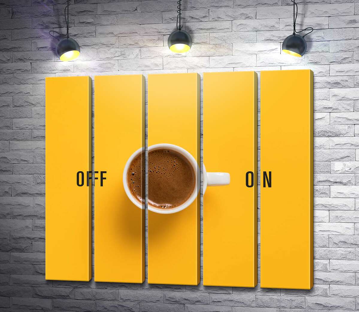 модульная картина Чашка кофе и надпись "On - Off" (Модуль №26)