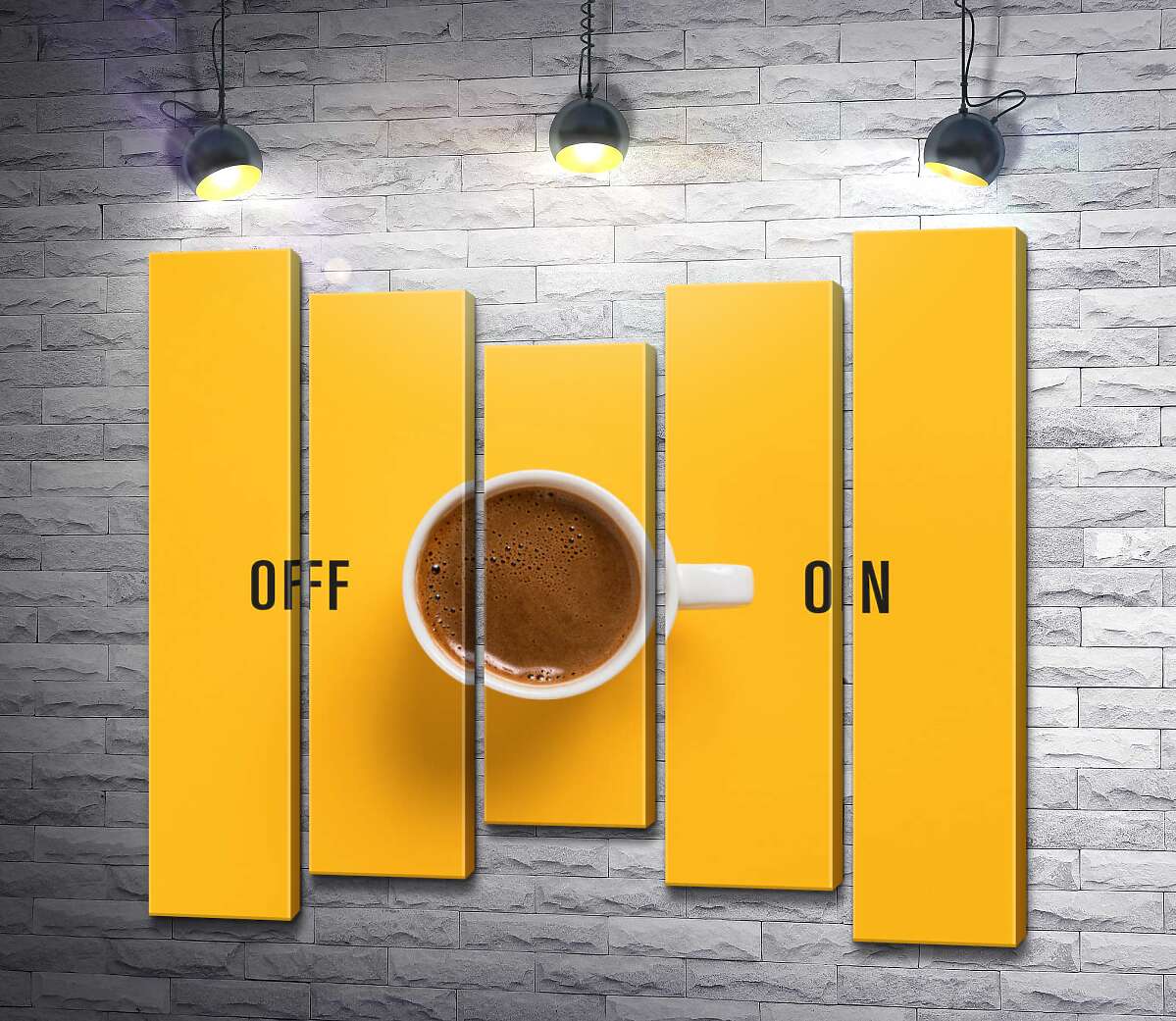 модульна картина Чашка кави та напис "On - Off" (Модуль №27)