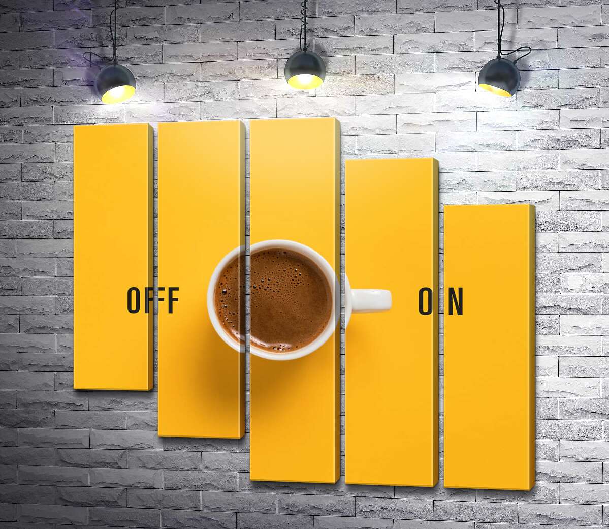 модульная картина Чашка кофе и надпись "On - Off" (Модуль №28)