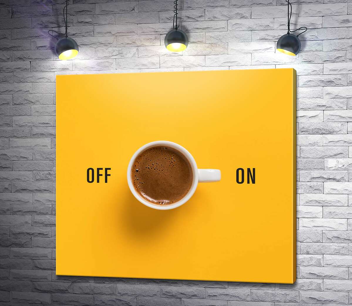 картина Чашка кофе и надпись "On - Off"