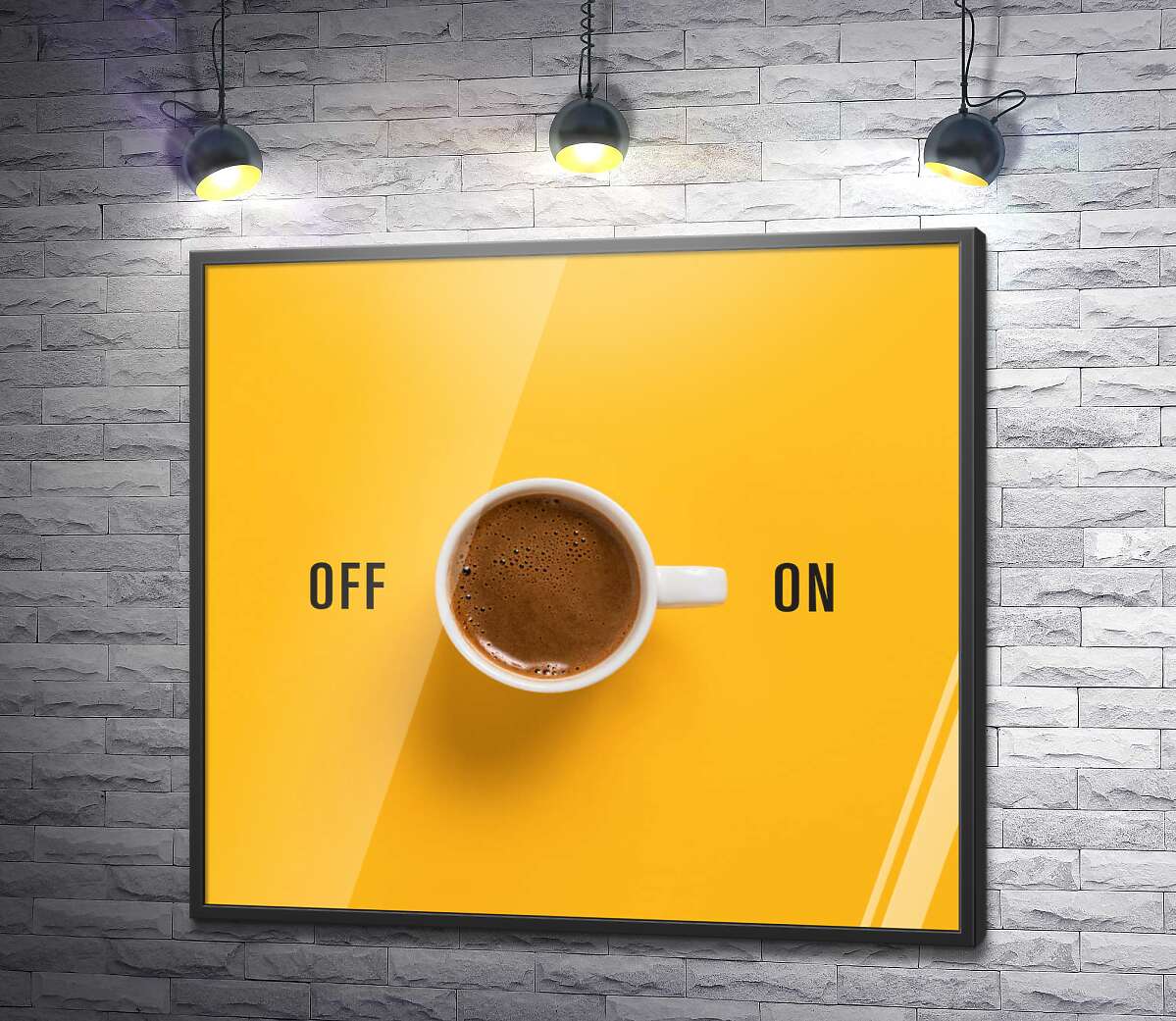 постер Чашка кави та напис "On - Off"