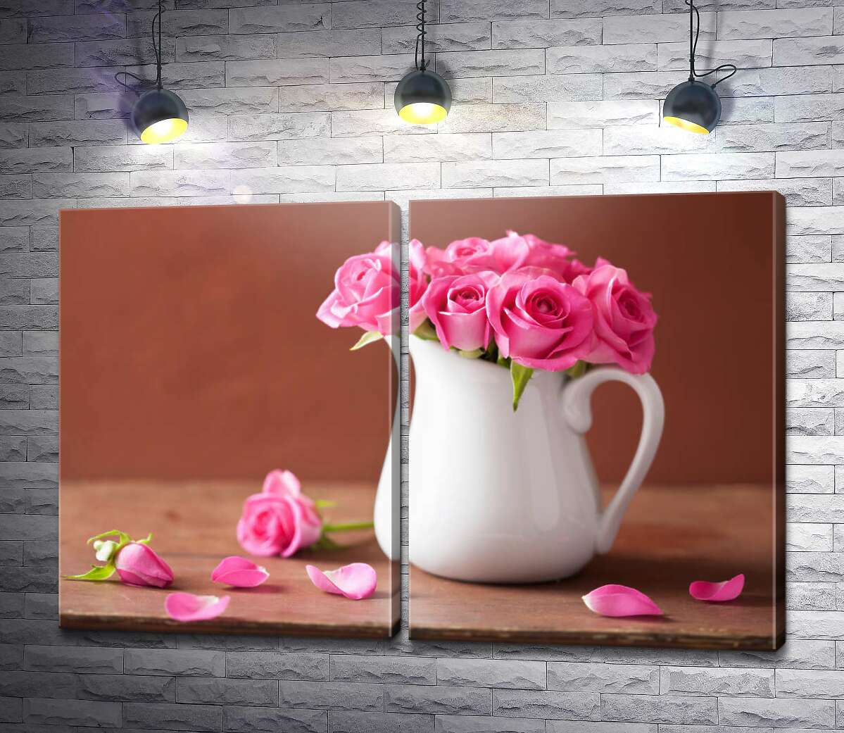 модульная картина Нежные розы в декоративной вазе