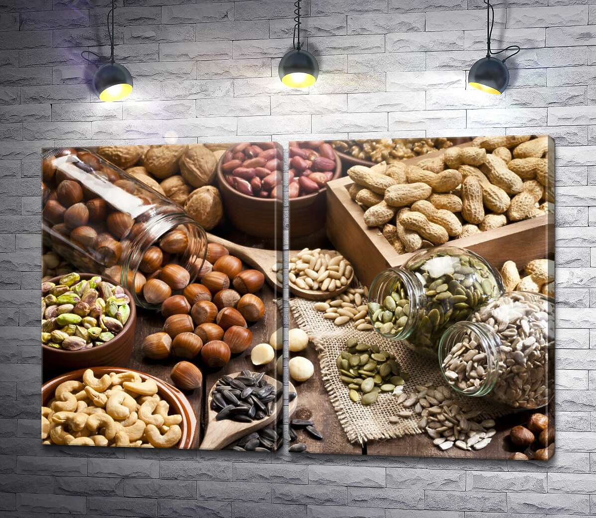 модульная картина Набор орехов и семечек
