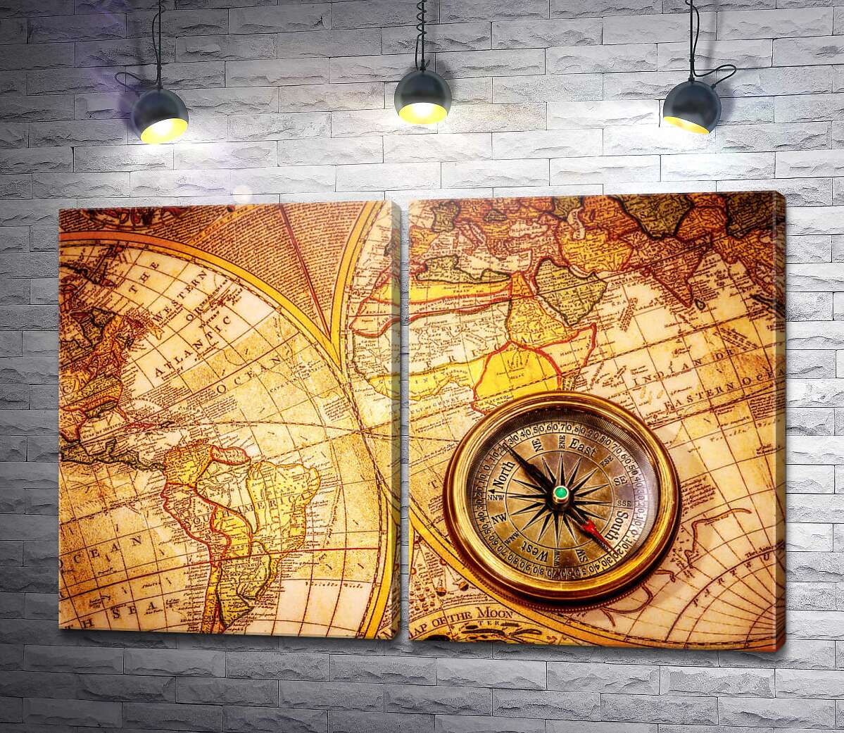 модульна картина Стародавня карта та компас
