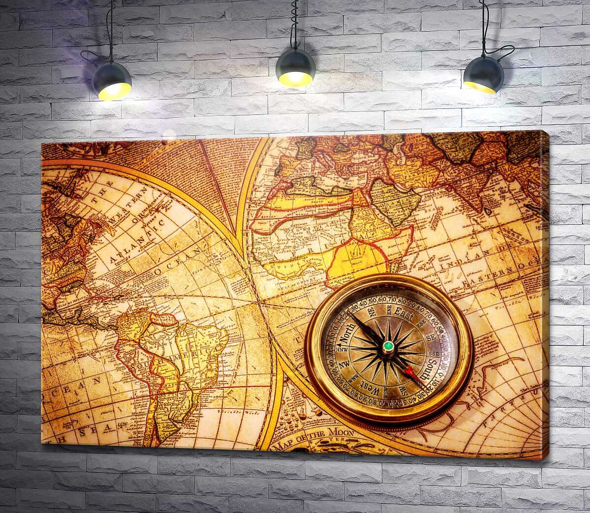 картина Древняя карта и компас
