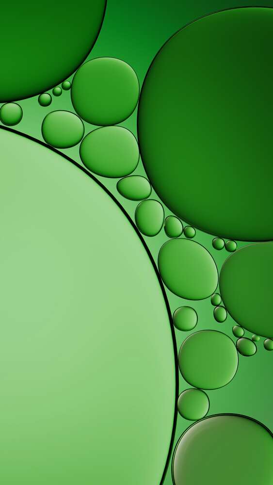 картина-постер Причудливые пузырьки в зеленой жидкости