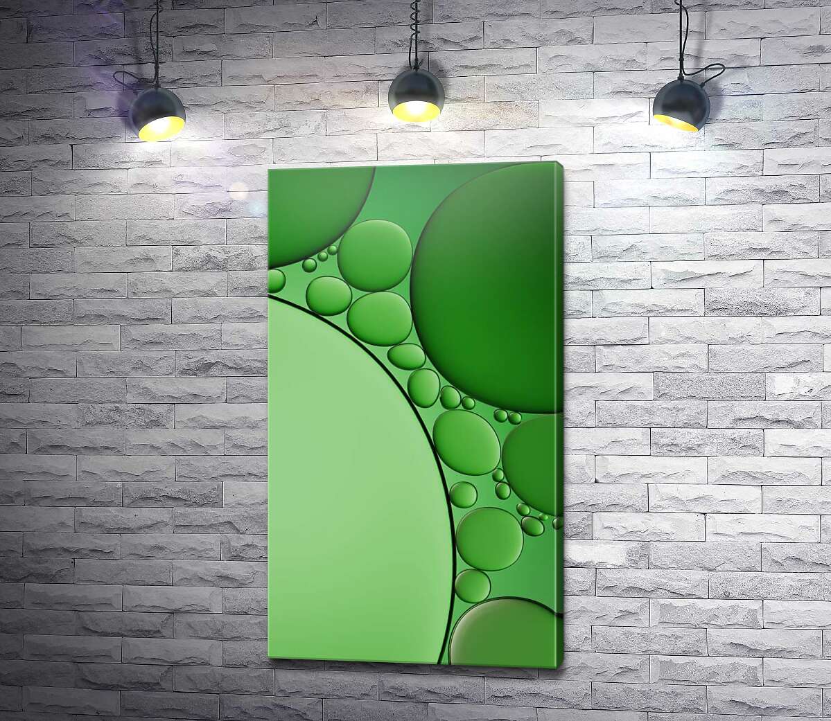 картина Причудливые пузырьки в зеленой жидкости