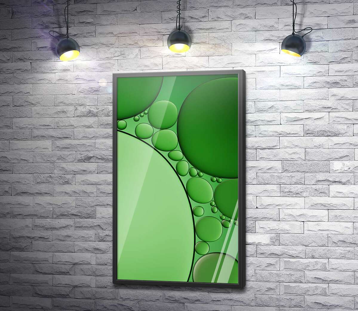 постер Причудливые пузырьки в зеленой жидкости