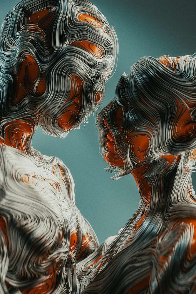картина-постер Абстрактно-стрічкові фігури закоханих