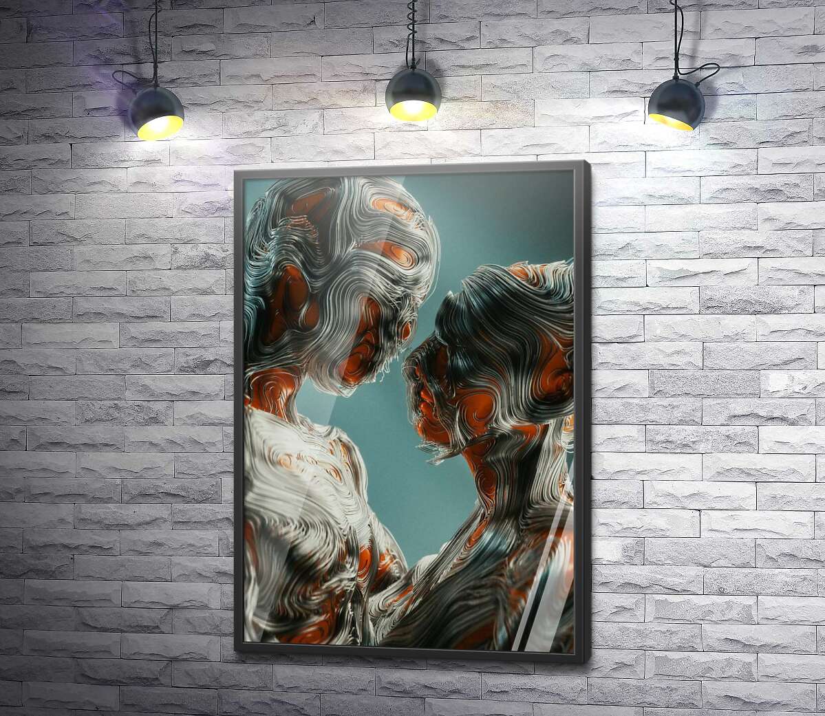 постер Абстрактно-стрічкові фігури закоханих