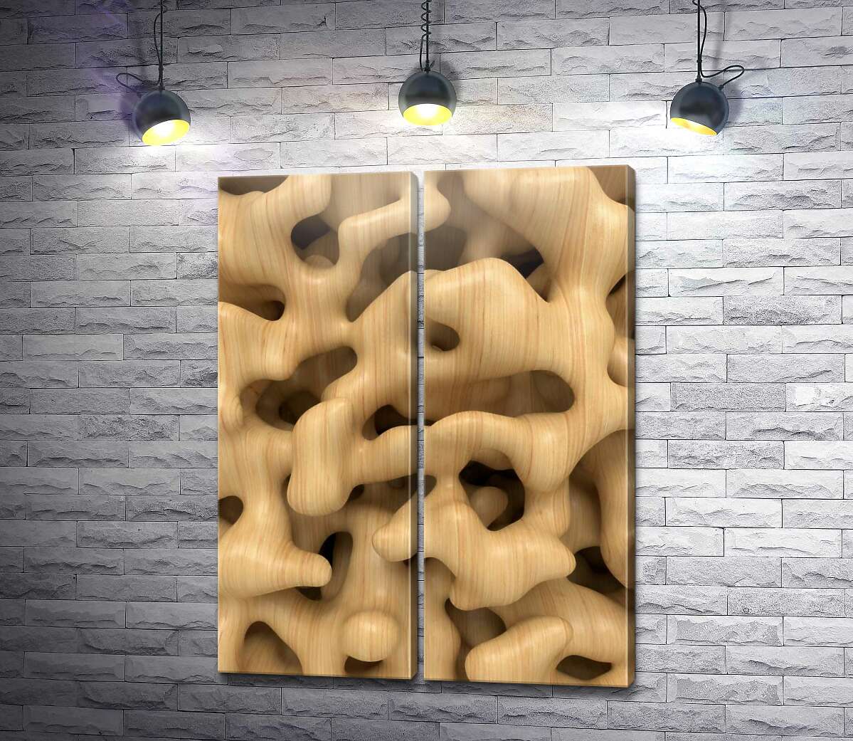 модульная картина Абстрактные формы деревянных соединений