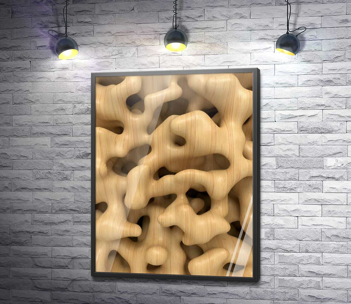 постер Абстрактні форми дерев'яних з'єднань