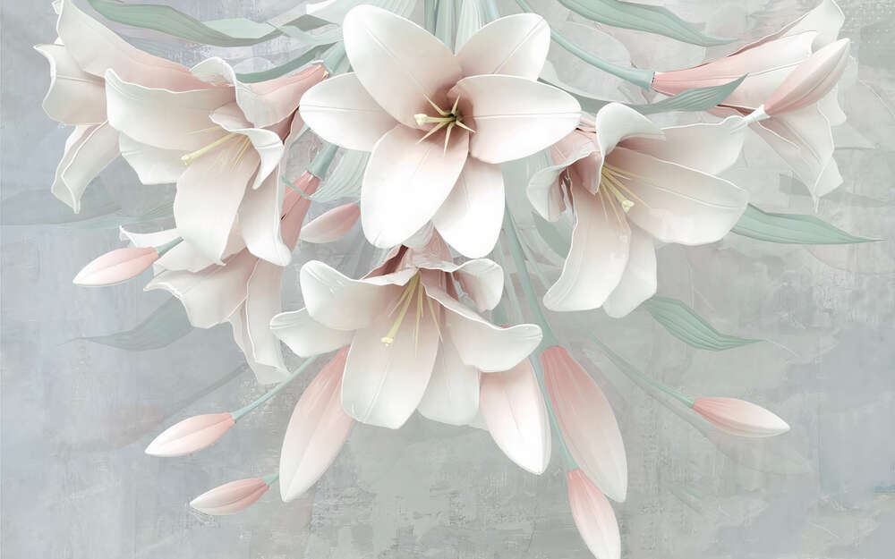 картина-постер Нежная россыпь цветов лилии