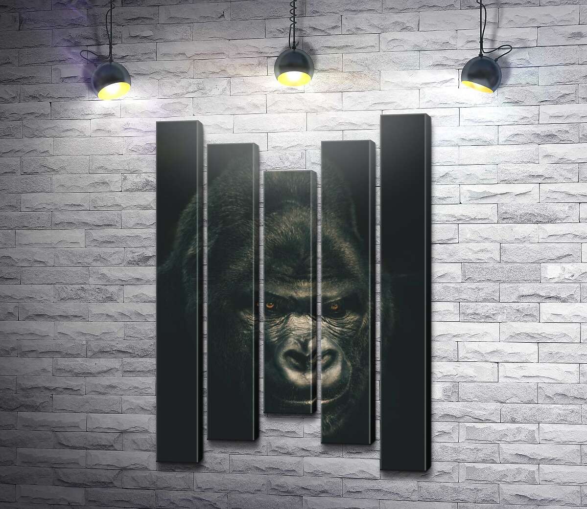 модульная картина Портрет гориллы в темных тонах (Модуль №27)