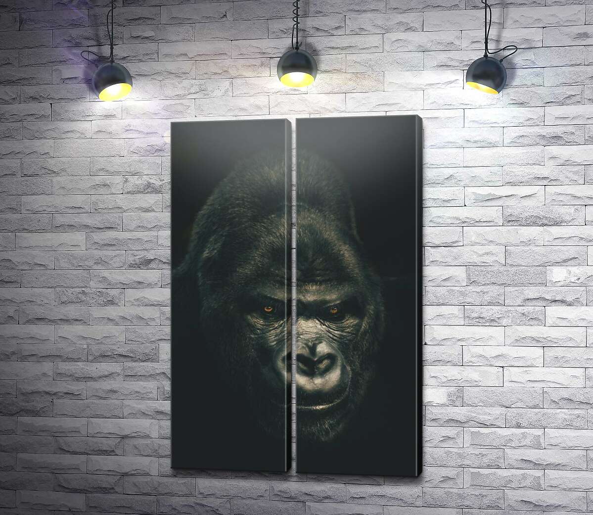 модульная картина Портрет гориллы в темных тонах