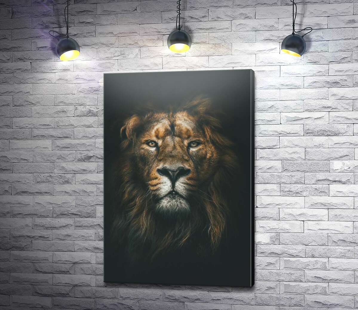 картина Портрет льва в темных тонах