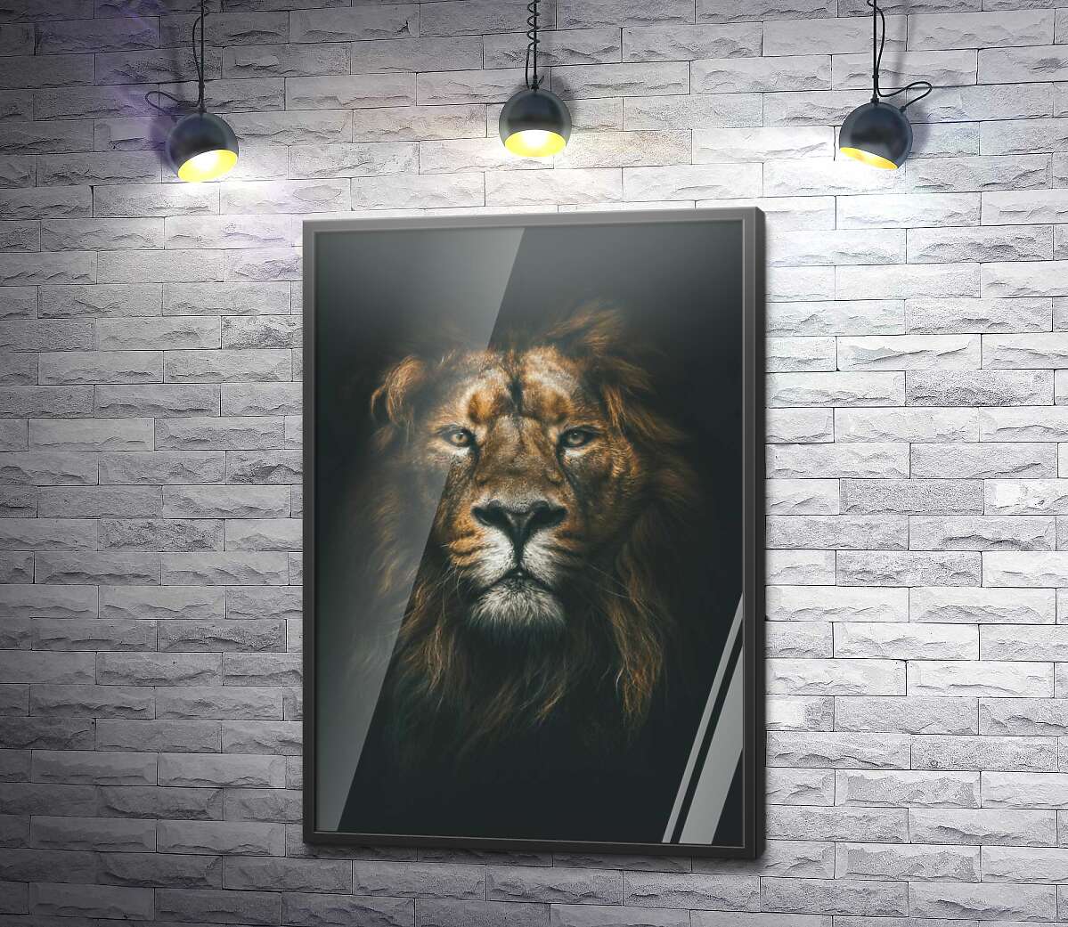 постер Портрет льва в темных тонах
