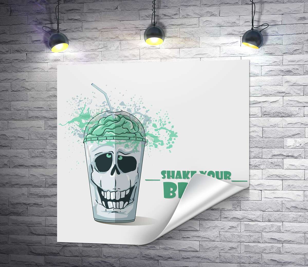 печать Мотивационный плакат: Shake your brain