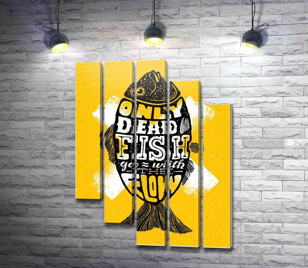 модульна картина Мотиваційний плакат: Only dead fish goes with the flow (Модуль №28)